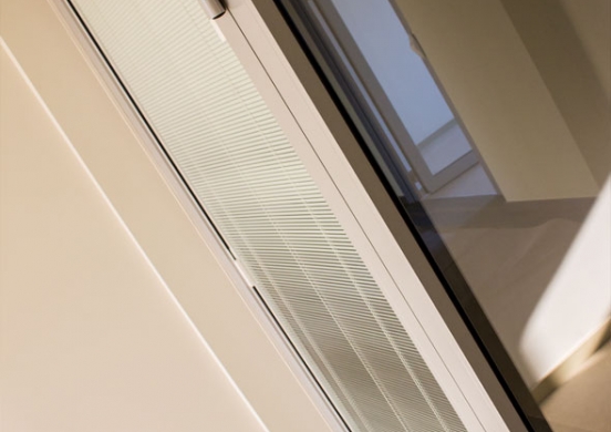 aluminum doors, including integral blind panels