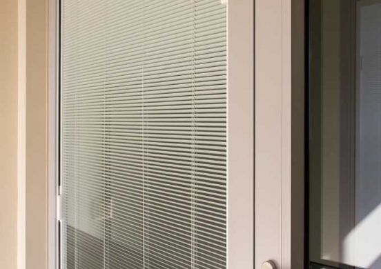 aluminum doors, including integral blind panels