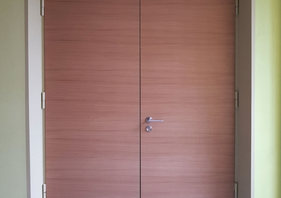Oak Veneered double-leaf metal door