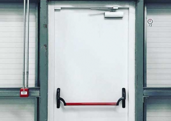 fire rated steel door “panic” handle