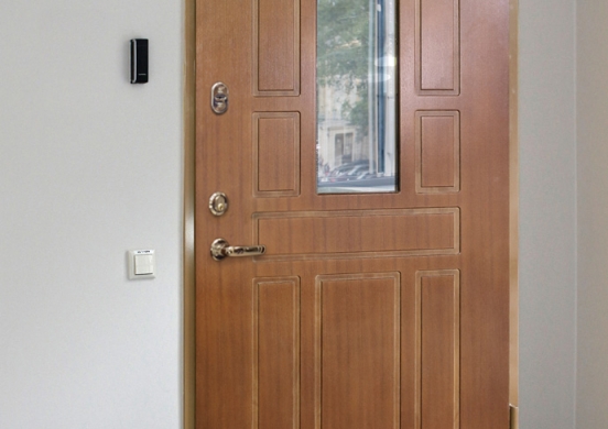 Plywood finished metal door